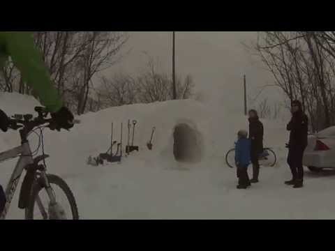 Giant Mound of Snow No Match For Tunnel Digging Bicyclists
