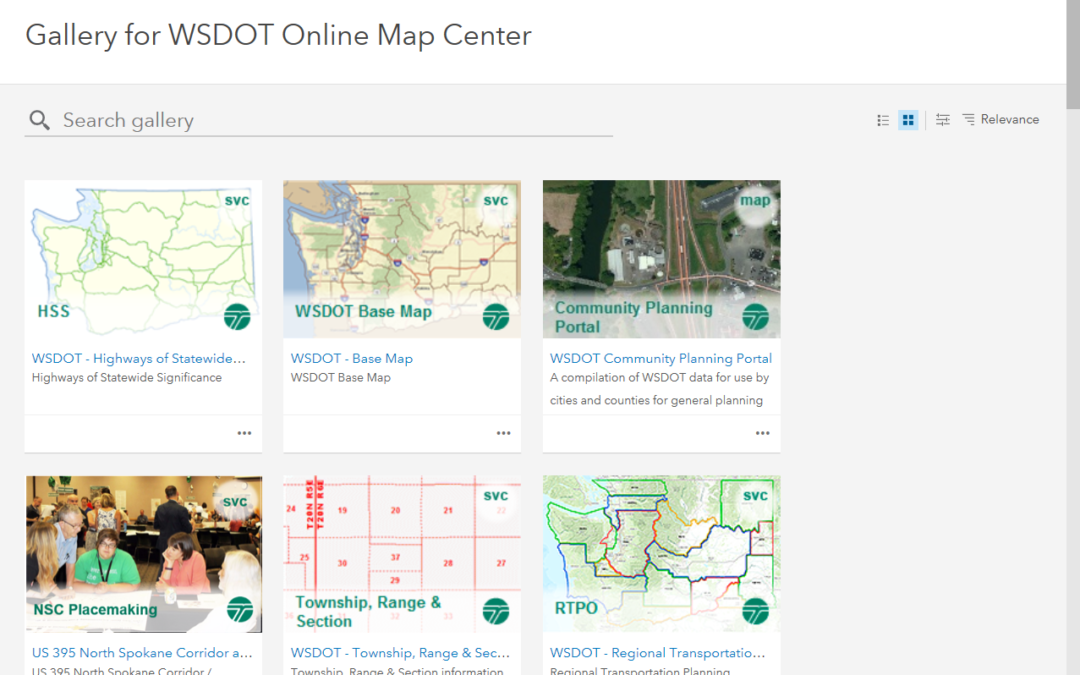 Screenshot of WSDOT's Map Gallery page
